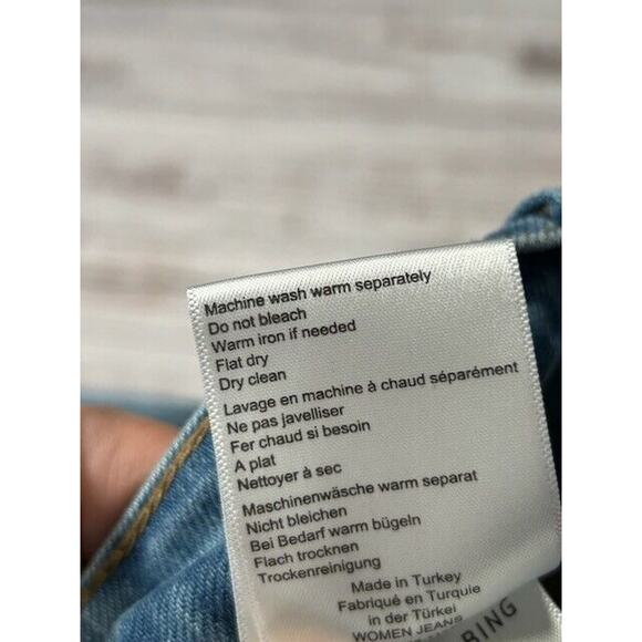 Anine Bing Womens Roy Jeans Nordic Blue‎ Button Fly Split Hem Flare Leg Size 31 - Picture 10 of 13